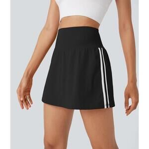 NWT Halara SoftlyZero High Waisted Tummy Control 2-in-1 Mini Skirt Black Size XS